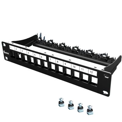 Enmane 12Port Blank Keystone Patch Panel 1U Keystone Patch Panel 10 Inch Shielded Network Patch Panel,Rack Mount with Smart Cable Management
