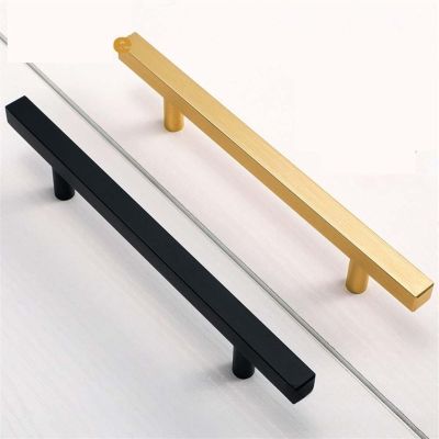 NALsa Handle Bathroom Door Handles Black Gold Square Wardrobe Aluminium Alloy Knob Dressing Drawer Furniture Pull Hardware 1Pcs (Color : Black-160mm)