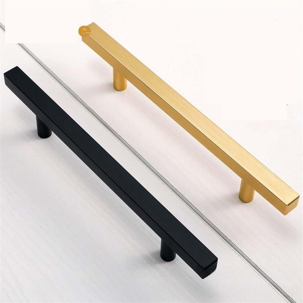 NALsa Handle Bathroom Door Handles Black Gold Square Wardrobe Aluminium Alloy Knob Dressing Drawer Furniture Pull Hardware 1Pcs (Color : Black-160mm)