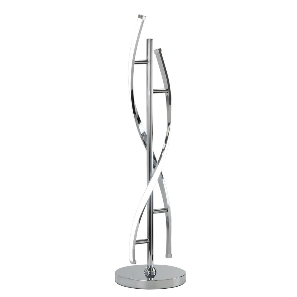 Benjara Jam 29 Inch Table Lamp, LED Light, Round, Accent Metal Base, Chrome and Silver