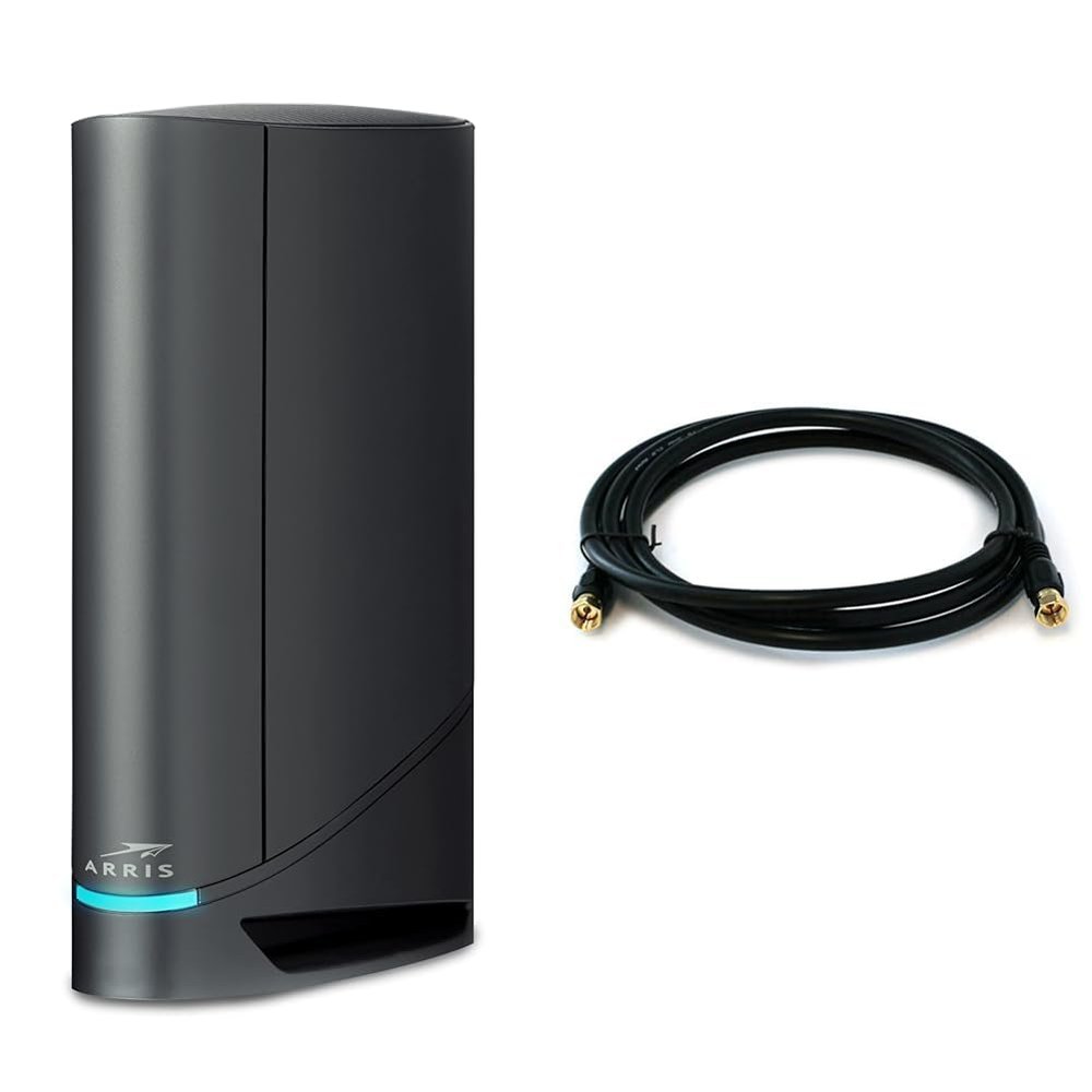 ARRIS Surfboard G34 DOCSIS 3.1 Gigabit Cable Modem & Wi-Fi 6 Router (AX3000) & Monoprice RG6 Quad Shield CL2 Coaxial Cable with F Type Connector - 18AWG, 75 Ohm, 6 Feet