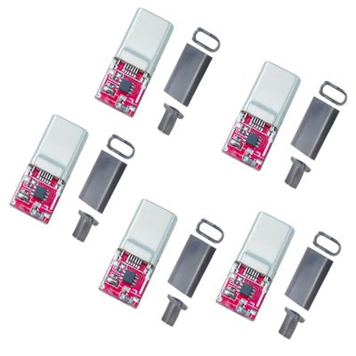 5PCS USB-C PD QC 5V 9V 12V 15V 20V DC Fixed Voltage Power Trigger Module 5A for Household Electronics Routers CCTV IP Cameras Speaker Power Interface Upgrade (Type-C Male output)