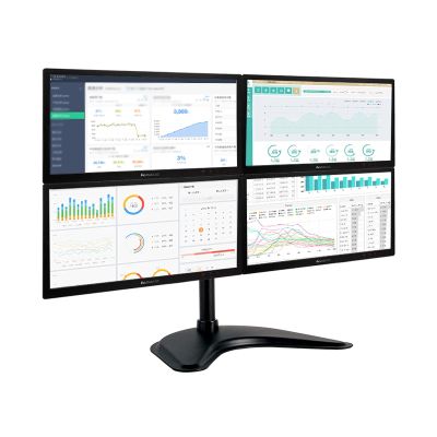 Listed TV Mount 13"-27" Quad Screen Monitor Desk Mount Stand Free-Standing Monitor Stand Adjustable VESA Bracket with Enlarged Base, Each Arm Holds Up to 17.6 Lbs Motion TV Bracket