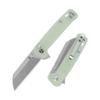 QSP Penguin Folding Pocket Knife, 3.06" Sandvik 14C28N Stonewash Blade EDC Knife, Jade G10 Handle, Button Lock, Ceramic Ball Bearings, Reversible SS Deep Carry Clip view 1