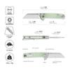 QSP Penguin Folding Pocket Knife, 3.06" Sandvik 14C28N Stonewash Blade EDC Knife, Jade G10 Handle, Button Lock, Ceramic Ball Bearings, Reversible SS Deep Carry Clip view 2