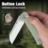 QSP Penguin Folding Pocket Knife, 3.06" Sandvik 14C28N Stonewash Blade EDC Knife, Jade G10 Handle, Button Lock, Ceramic Ball Bearings, Reversible SS Deep Carry Clip view 4