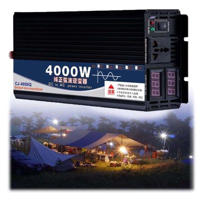 1500W Power Inverter Pure Sine Wave 12V DC to 110V/120V AC Car Inverter,with Cooling Fans-Peak Power 3000W for Home, RV, Truck, Off-Grid Solar Power Inverter,12V to 110V