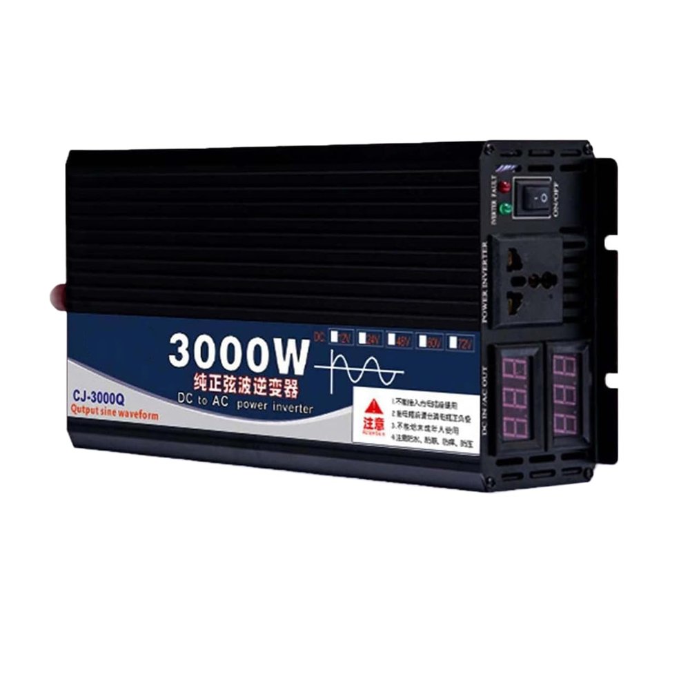 1500W Pure Sine Wave Inverter Peak 3000W 12V DC to 120V 240V AC Converter for Home, RV, Truck, Off-Grid Solar Power Inverter,12V to 110V
