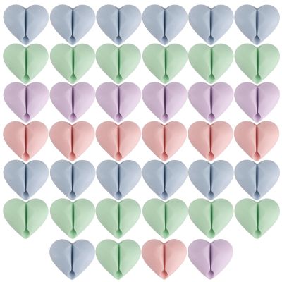 40 Pcs Cable Holder Cord Clips, Adhesive Wire Cord Holder Heart Cable Organizer Clips for Desk, Home, Office, Car, Nightstand (Pink Blue Green Purple)