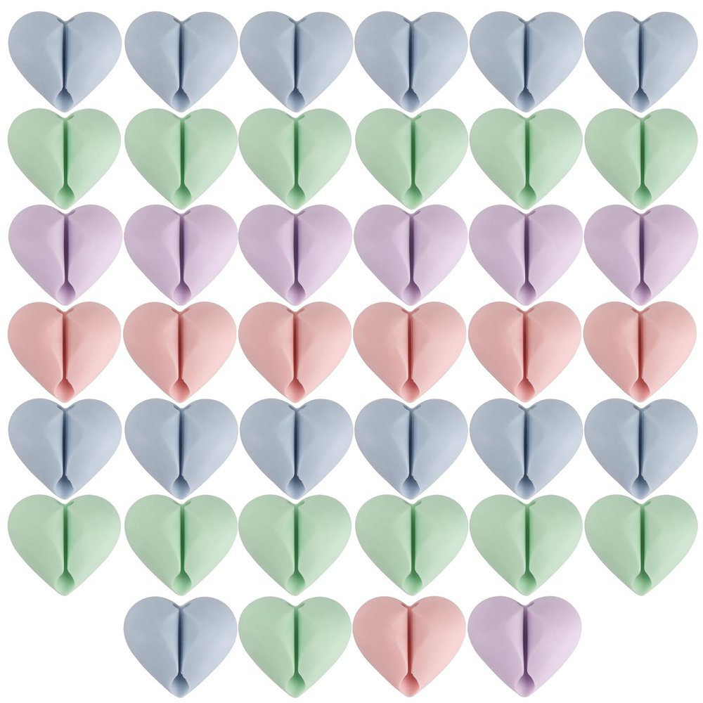 40 Pcs Cable Holder Cord Clips, Adhesive Wire Cord Holder Heart Cable Organizer Clips for Desk, Home, Office, Car, Nightstand (Pink Blue Green Purple)