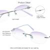 VisionGlobal Metal Readers for men/women Blue Light Blocking,Hand-set Diamond Fashion Square Glasses (Purple Purple, 4.00 Magnification) view 2