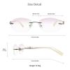 VisionGlobal Metal Readers for men/women Blue Light Blocking,Hand-set Diamond Fashion Square Glasses (Champagne Pink, 2.50 Magnification) view 3