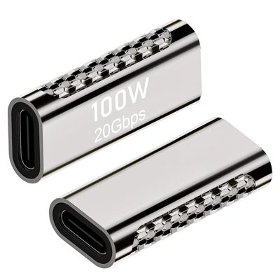 JORINDO 2 pcs Type-C Female AdapterUSB C doule Jack Female to Female Data line Extension Converter20GBps 100W PD Coupler for Connecting Two Type C Cable(Female to Female)