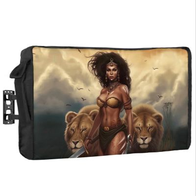 Outdoor TV Cover 70 to 75 Inches, Vintage African Lion and Warrior Woman Waterproof and Weatherproof TV Cover with Remote Control Pocket, Flat Screen TV Cover Protector for Outside TV