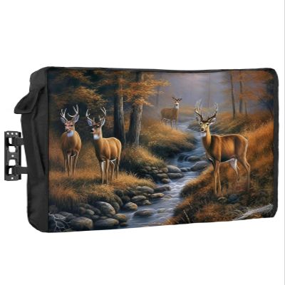 Outdoor TV Cover 70 to 75 Inches, Deer in Sunset Forest Waterproof and Weatherproof TV Cover with Remote Control Pocket, Flat Screen TV Cover Protector for Outside TV