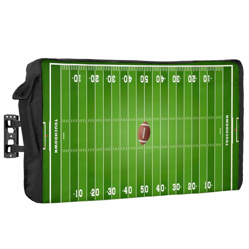 Outdoor TV Cover 70 to 75 Inches, Sports Theme Football Field Game Waterproof and Weatherproof TV Cover with Remote Control Pocket, Flat Screen TV Cover Protector for Outside TV
