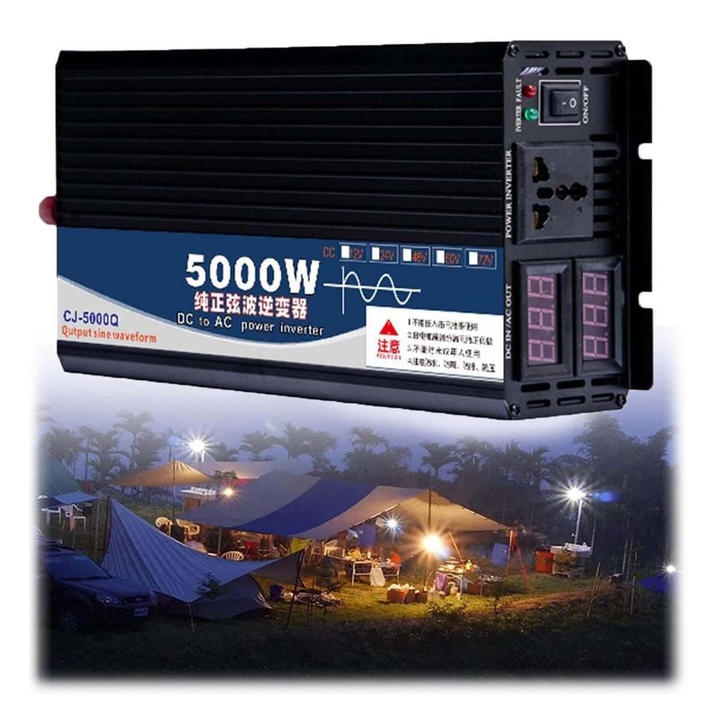 5000W DC 12V/24V/48V/60V/72V Pure Sine Wave Inverter Charger Split Phase DC Input AC Output 110V/220V Low Frequency Solar Power Inverter Converter,48V to 110V