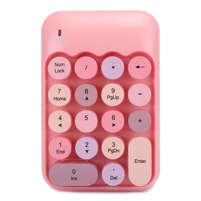 flexman 18 Keys Wireless Number Pad, 2.4G USB Vintage Colorful Waterproof Silicone Numeric Keypad, Accounting Numpad with Round Cap for Laptop, Desktop