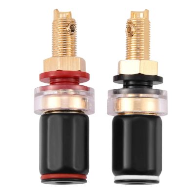 flexman 2Pcs Binding Post Banana Jacks, 2.36inch Insulated No Welding Brass and Copper Speaker Binding Post, Banana Plug Socket Connector for 4mm Banana Plugs, Spade Terminals, Bare Wire, Speaker