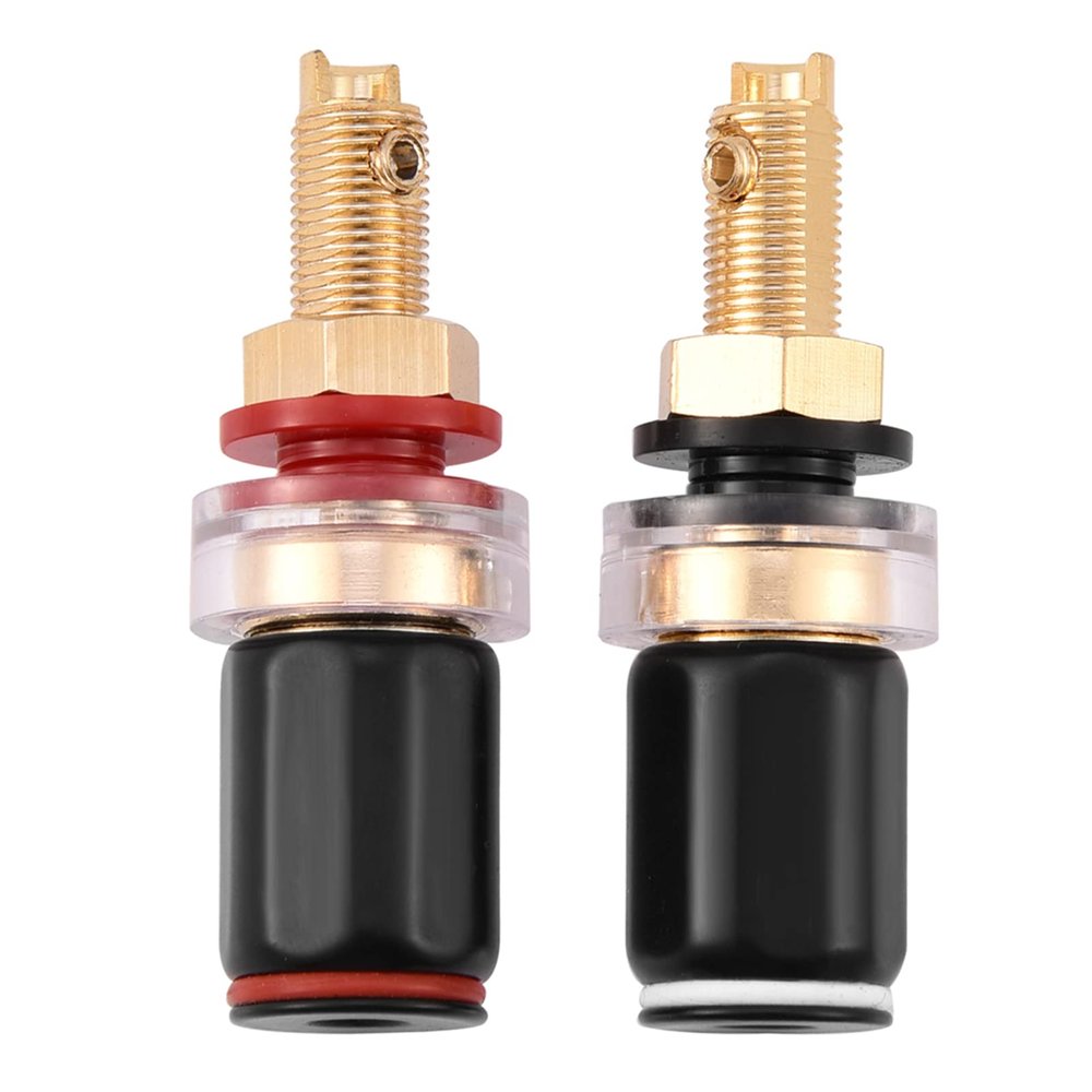 flexman 2Pcs Binding Post Banana Jacks, 2.36inch Insulated No Welding Brass and Copper Speaker Binding Post, Banana Plug Socket Connector for 4mm Banana Plugs, Spade Terminals, Bare Wire, Speaker