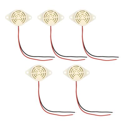 5 PCS SFM-27 DC 3-24V Alarm Siren Electronic Piezo Active Buzzer, 95dB High Decibel Continuous Beep Speaker for Arduino for Continuous Sound Electronic Buzzer Alarm, Cable Length 12 cm