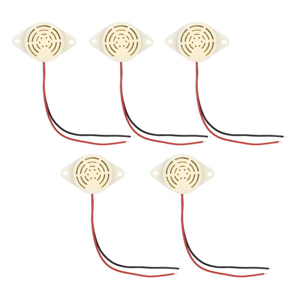 5 PCS SFM-27 DC 3-24V Alarm Siren Electronic Piezo Active Buzzer, 95dB High Decibel Continuous Beep Speaker for Arduino for Continuous Sound Electronic Buzzer Alarm, Cable Length 12 cm