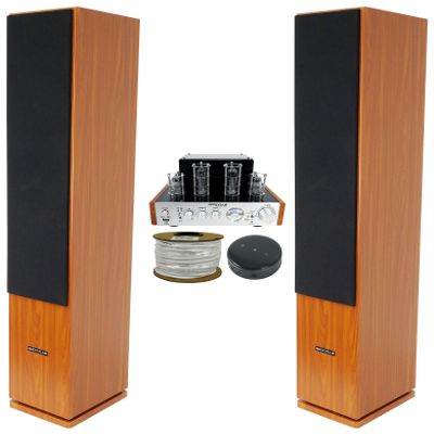 Rockville (1 Blutube WD 70w Bluetooth Tube Amplifier Bundle with (1) RCC14-100-2 Speaker Wire + (2) RockTower 64C Classic Home Audio Tower Speaker + (1) WiFi Receiver (5 Items)