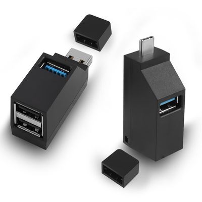 HATMINI 3-Port USB Hub for Laptop,USB Port Expander Adapter,1 USB 3.0 and 2 USB 2.0 Port Portable Powered Data Suitable for Connecting USB C and USB A Ports to Mobile Hard Drives, USB Flash Drives