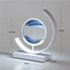 Fodalob Led Bedside Lamps - 3D Dynamic Round Sand Art Decorative Glass Hourglass Table Lamps - Iron White Frame + Blue Sandscape (Color : Touch Switch) view 2