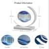 Fodalob Led Bedside Lamps - 3D Dynamic Round Sand Art Decorative Glass Hourglass Table Lamps - Iron White Frame + Blue Sandscape (Color : Touch Switch) view 4