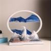 Fodalob 12inch Sand Painting Liquid Motion Decor Chinese Style Creative Art Hourglass for Living Room TV Cabinet Office - Iron White Frame + Blue Sandscape view 2