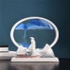Fodalob 12inch Sand Painting Liquid Motion Decor Chinese Style Creative Art Hourglass for Living Room TV Cabinet Office - Iron White Frame + Blue Sandscape view 3