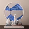 Fodalob 12inch Sand Painting Liquid Motion Decor Chinese Style Creative Art Hourglass for Living Room TV Cabinet Office - Iron White Frame + Blue Sandscape view 4