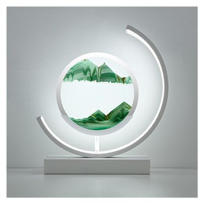Fodalob Led Bedside Lamps Liquid Motion Decor Hourglass Ornament - White Frame - Remote Control/Touch Switch (Color : Green, Size : Remote Control)