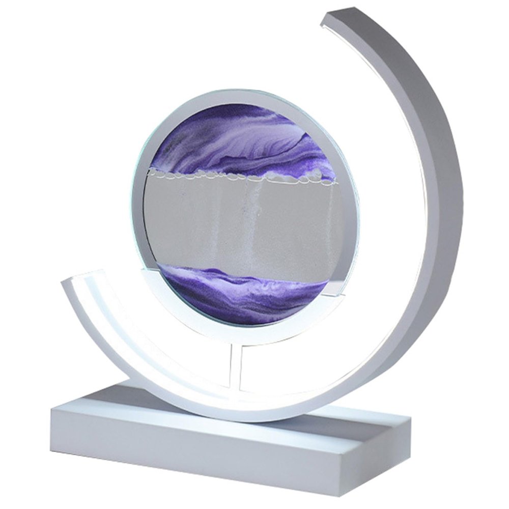 Fodalob Creative Quicksand Painting Ornaments, Semi-Circular Simple Desk Bedroom Bedside Plug-in Lamp Gift (Color : Purple, Size : Touch)