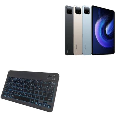 BoxWave Keyboard Compatible with Xiaomi Pad 6 - SlimKeys Bluetooth Keyboard - with Backlight, Portable Slim LED 7 Colors - Jet Black