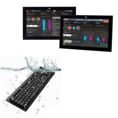 BoxWave Keyboard Compatible with Allen Bradley VersaView 6300P (19 in) [5:4 Aspect Ratio] - AquaProof USB Keyboard, Washable Waterproof Water Resistant - Jet Black