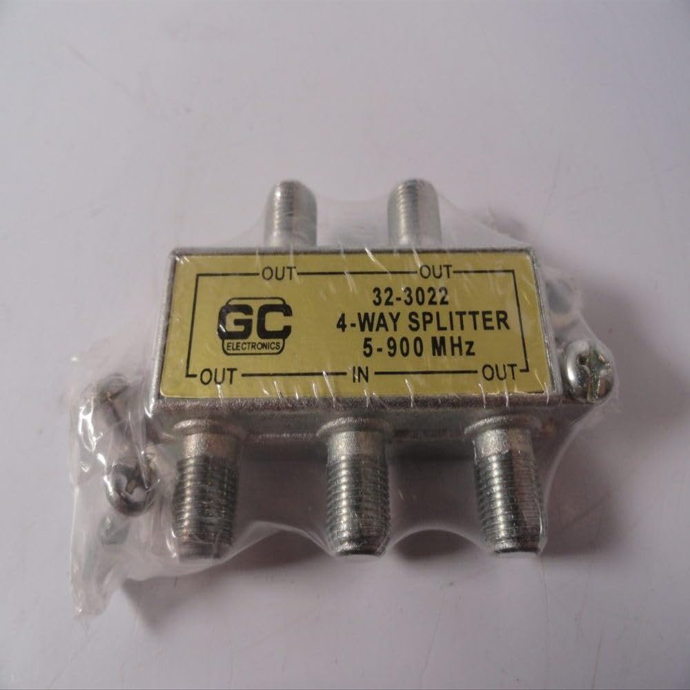 Ark Lighting GC Electronic 32-3022 4-Way Horizontal Splitter 5-900 MHz High Performance for Coax Cable TV & Internet