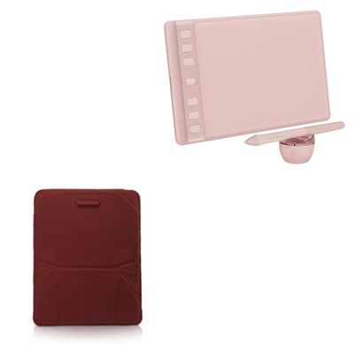 BoxWave Case Compatible with Huion Inspiroy 2S - Velvet Pouch Stand, Velour Slip Sleeve Built-in Foldable Kickstand - Burgundy