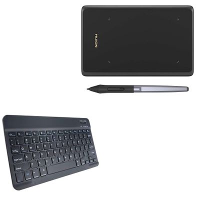 BoxWave Keyboard Compatible with Huion Inspiroy H420X - SlimKeys Bluetooth Keyboard, Portable Thin with Chiclet-Style Keys - Jet Black