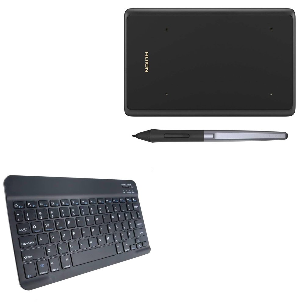 BoxWave Keyboard Compatible with Huion Inspiroy H420X - SlimKeys Bluetooth Keyboard, Portable Thin with Chiclet-Style Keys - Jet Black