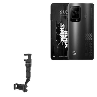BoxWave Car Mount Compatible with Xiaomi Black Shark 5 - Rearview Mirror Car Mount, Rear View Mirror Adjustable GPS Car Mount - Jet Black