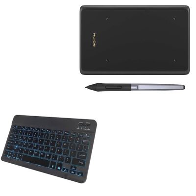 BoxWave Keyboard Compatible with Huion Inspiroy H420X - SlimKeys Bluetooth Keyboard - with Backlight, Portable Slim LED 7 Colors - Jet Black