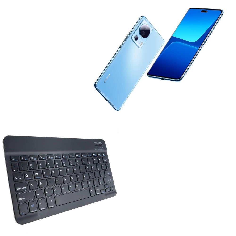 BoxWave Keyboard Compatible with Xiaomi Civi 3 - SlimKeys Bluetooth Keyboard, Portable Thin with Chiclet-Style Keys - Jet Black