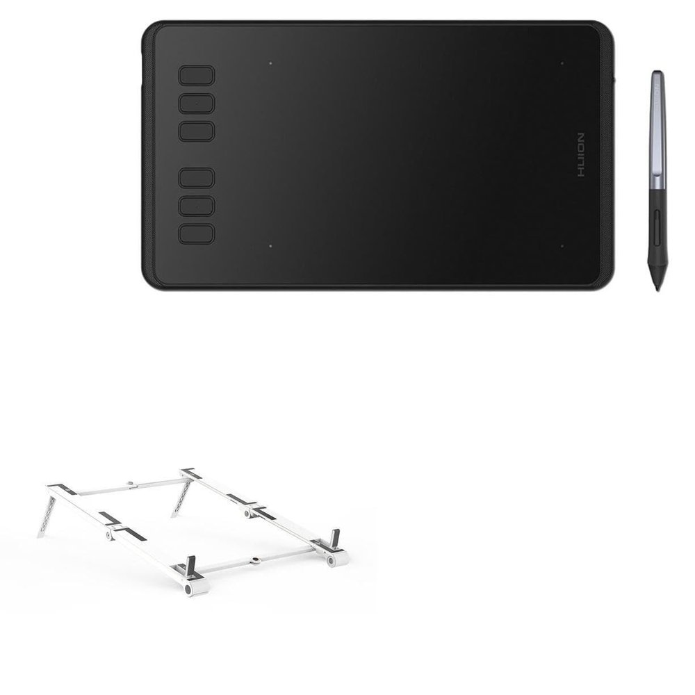 BoxWave Stand and Mount Compatible with Huion Inspiroy H640P - Pocket Aluminum Stand 3-in-1, Portable Multi Angle Viewing Riser - Metallic Silver