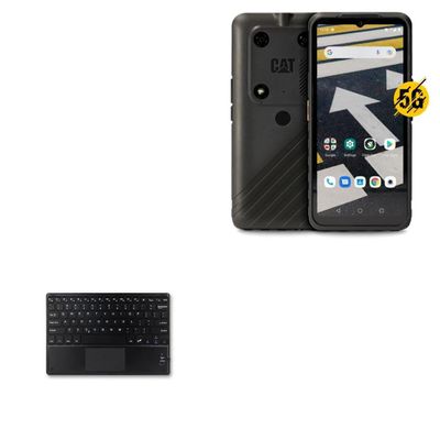 BoxWave Keyboard Compatible with CAT S53 - SlimKeys Bluetooth Keyboard with Trackpad, Portable Slim TouchPad - Jet Black