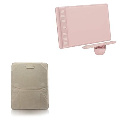BoxWave Case Compatible with Huion Inspiroy 2S - Velvet Pouch Stand, Velour Slip Sleeve Built-in Foldable Kickstand - Tan