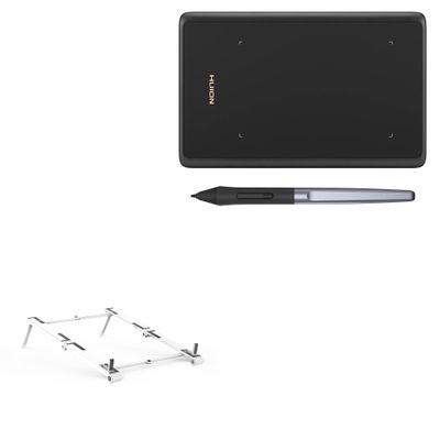 BoxWave Stand and Mount Compatible with Huion Inspiroy H420X - Pocket Aluminum Stand 3-in-1, Portable Multi Angle Viewing Riser - Metallic Silver