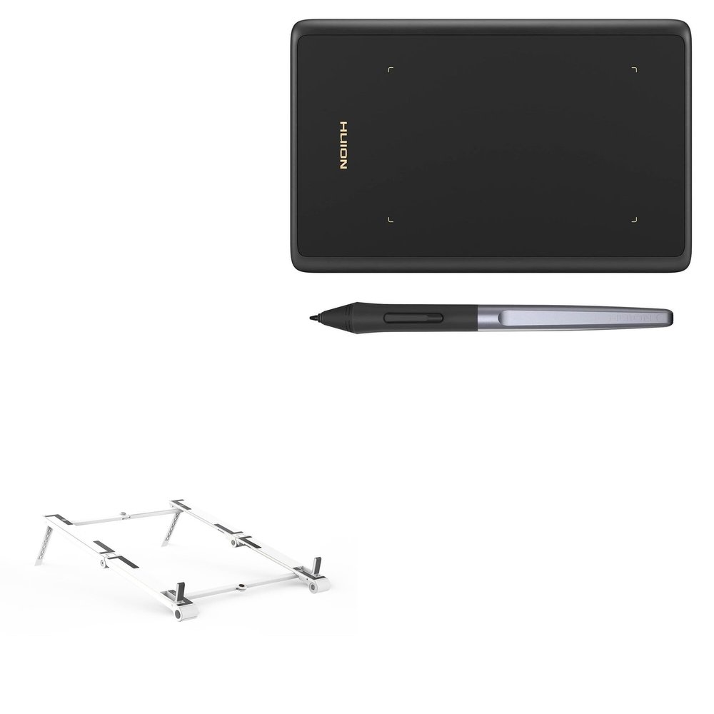 BoxWave Stand and Mount Compatible with Huion Inspiroy H420X - Pocket Aluminum Stand 3-in-1, Portable Multi Angle Viewing Riser - Metallic Silver