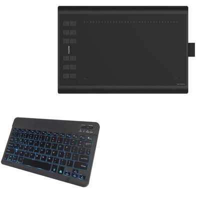 BoxWave Keyboard Compatible with Huion H1060P - SlimKeys Bluetooth Keyboard - with Backlight, Portable Slim LED 7 Colors - Jet Black